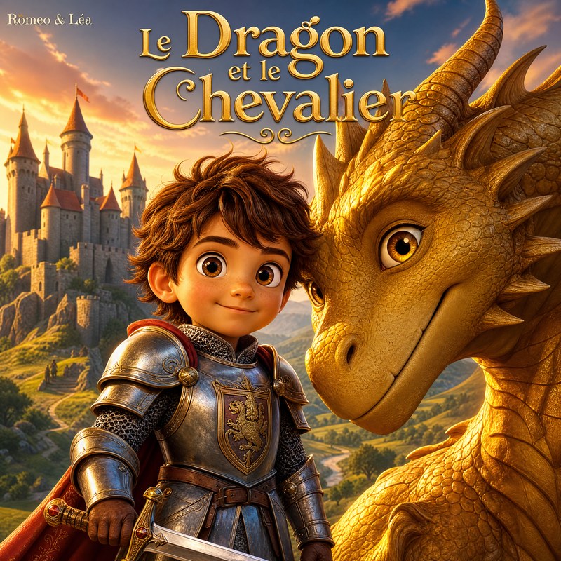 Le Dragon et le Chevalier — livre enfant personnalisé, Romeo & Léa