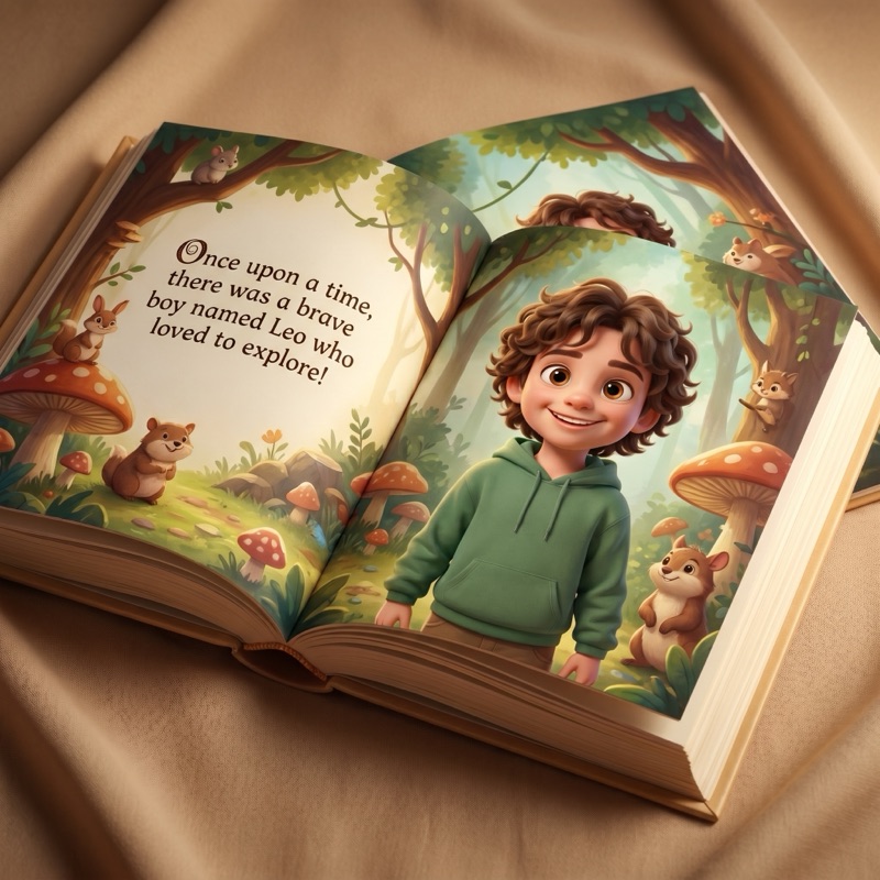 Le personnage intégré dans les pages du livre