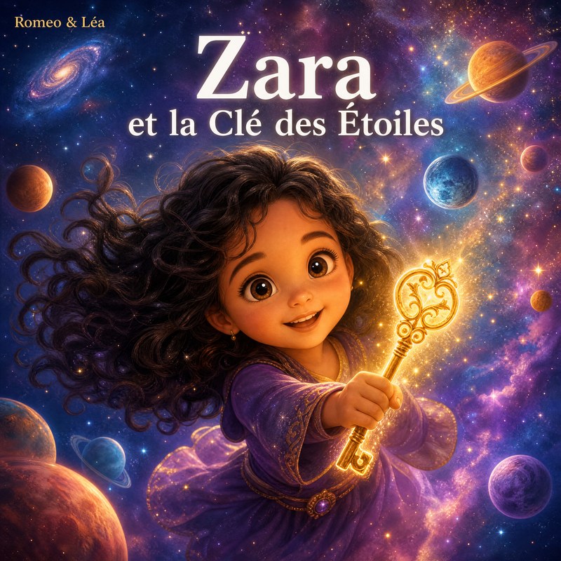 Zara et la Clé des Étoiles — livre enfant personnalisé, Romeo & Léa